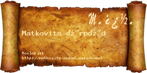 Matkovits Árpád névjegykártya