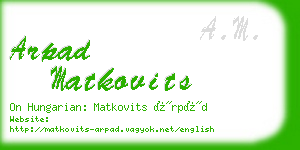 arpad matkovits business card